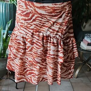 SHEIN Brown and White Animal Print Ruffled Mini Skirt, Sz 3X